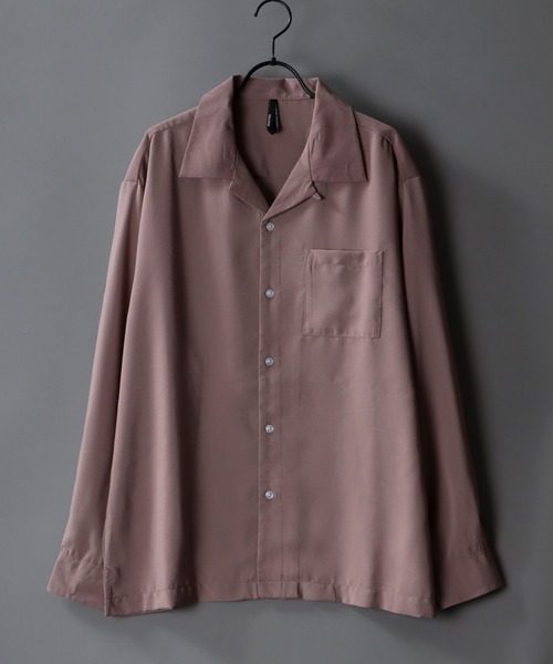 SITRY(シトリー)の「Silky Drape Open Collar Shirt/シルキードレープ オープンカラー シャツ(シャツ/ブラウス・メンズ・ホワイト/ブラック/サックスブルー/グリーン/モカ/グレイッシュベージュ・M/L/XL)」の4枚目の写真