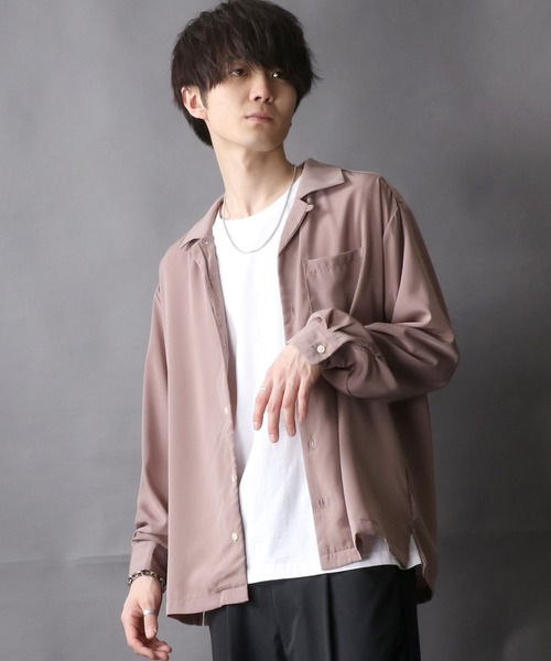 SITRY(シトリー)の「Silky Drape Open Collar Shirt/シルキードレープ オープンカラー シャツ(シャツ/ブラウス・メンズ・ホワイト/ブラック/サックスブルー/グリーン/モカ/グレイッシュベージュ・M/L/XL)」の19枚目の写真