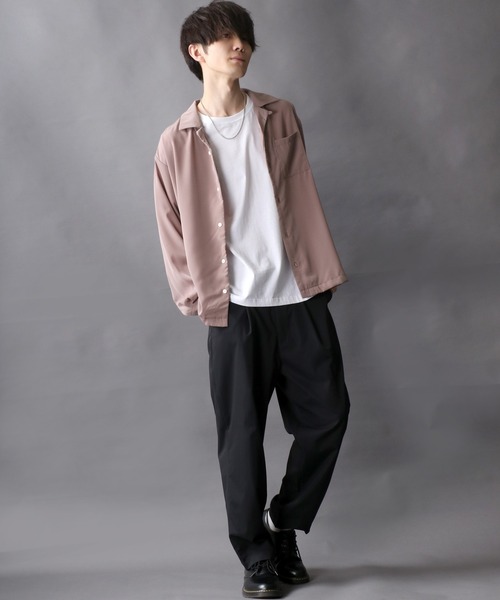 SITRY(シトリー)の「Silky Drape Open Collar Shirt/シルキードレープ オープンカラー シャツ(シャツ/ブラウス・メンズ・ホワイト/ブラック/サックスブルー/グリーン/モカ/グレイッシュベージュ・M/L/XL)」の10枚目の写真