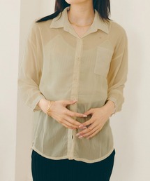 Lamoa/シアー ルーズ カラーシャツ