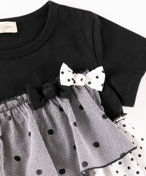 trois lapins kp（トロワラパンケーピー）の「柄切替え半袖Tシャツ(100-130cm)（Tシャツ/カットソー・キッズ・ブラック/レッド・110cm/100cm/120cm/130cm）」の3枚目の写真