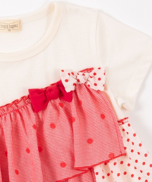 trois lapins kp（トロワラパンケーピー）の「柄切替え半袖Tシャツ(100-130cm)（Tシャツ/カットソー・キッズ・ブラック/レッド・110cm/100cm/120cm/130cm）」の7枚目の写真