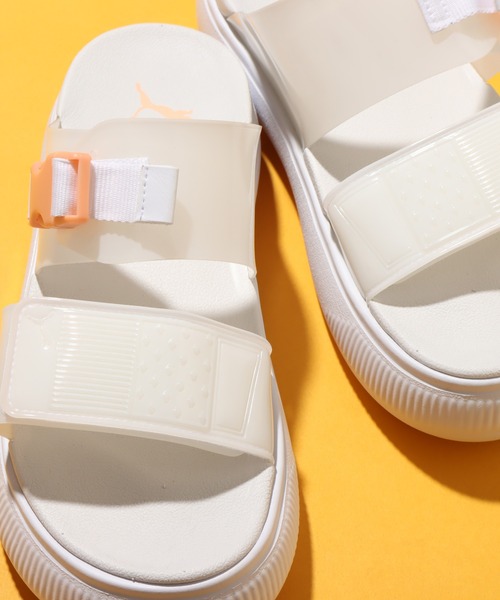 【PUMA】Suede Mayu Pop Women's Sandals PUMA Suede Mayu Pop Clear Slide Womens Black Casual Sandals