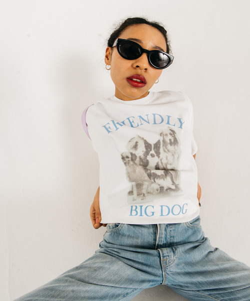 GIMME GIMME（ギミーギミー）の「【GIMME GIMME】Dog print T-shirt  gimw22s011（Tシャツ/カットソー・レディース・ホワイト・FREE）」の7枚目の写真