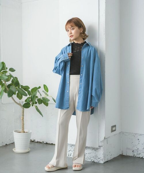 RETRO GIRL（レトロガール）の「ドット釦BIGシャツ（シャツ/ブラウス・レディース・オフホワイト/オレンジ/グリーン/ブルー・FREE）」の13枚目の写真