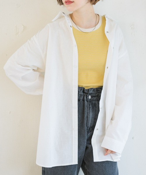 RETRO GIRL（レトロガール）の「ドット釦BIGシャツ（シャツ/ブラウス・レディース・オフホワイト/オレンジ/グリーン/ブルー・FREE）」の2枚目の写真