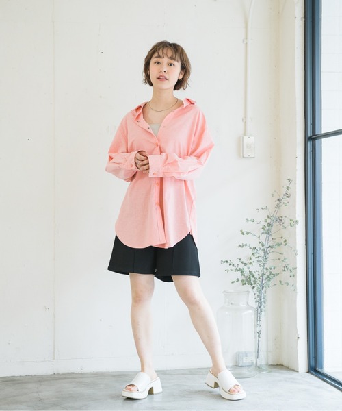 RETRO GIRL（レトロガール）の「ドット釦BIGシャツ（シャツ/ブラウス・レディース・オフホワイト/オレンジ/グリーン/ブルー・FREE）」の7枚目の写真