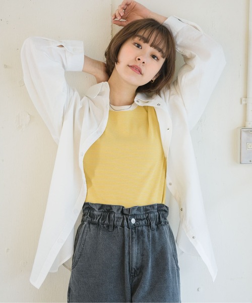 RETRO GIRL（レトロガール）の「ドット釦BIGシャツ（シャツ/ブラウス・レディース・オフホワイト/オレンジ/グリーン/ブルー・FREE）」の5枚目の写真