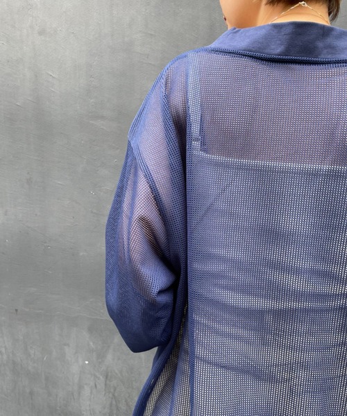 CIAOPANIC（チャオパニック）の「旬の肌みせモテコーデに！メッシュカーディガン　ユニセックス（カーディガン/ボレロ・メンズ・ブラック/ネイビー/オレンジ・MEDIUM/LARGE）」の22枚目の写真