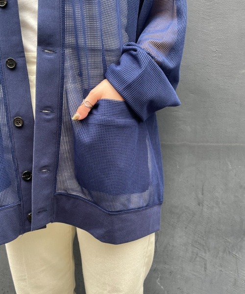 CIAOPANIC（チャオパニック）の「旬の肌みせモテコーデに！メッシュカーディガン　ユニセックス（カーディガン/ボレロ・メンズ・ブラック/ネイビー/オレンジ・MEDIUM/LARGE）」の21枚目の写真