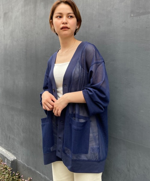 CIAOPANIC（チャオパニック）の「旬の肌みせモテコーデに！メッシュカーディガン　ユニセックス（カーディガン/ボレロ・メンズ・ブラック/ネイビー/オレンジ・MEDIUM/LARGE）」の18枚目の写真