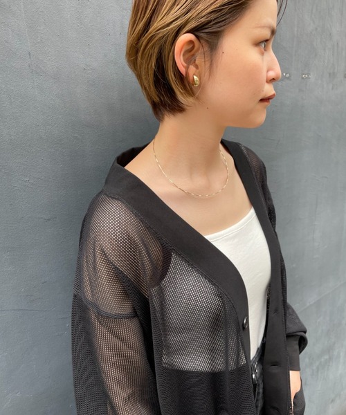 CIAOPANIC（チャオパニック）の「旬の肌みせモテコーデに！メッシュカーディガン　ユニセックス（カーディガン/ボレロ・メンズ・ブラック/ネイビー/オレンジ・MEDIUM/LARGE）」の8枚目の写真