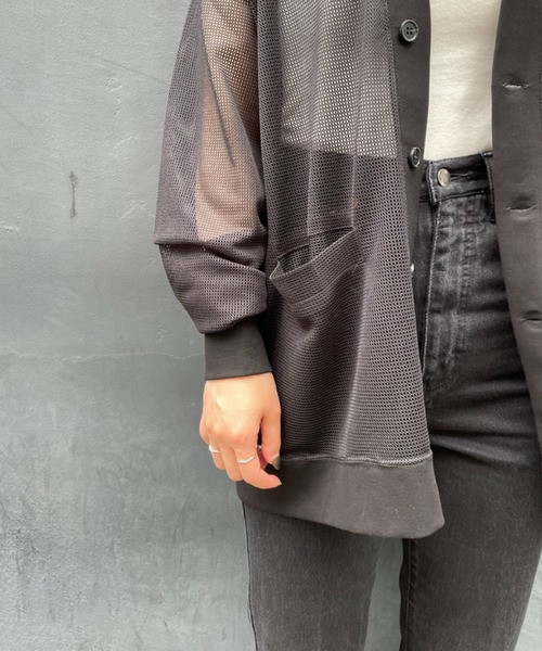 CIAOPANIC（チャオパニック）の「旬の肌みせモテコーデに！メッシュカーディガン　ユニセックス（カーディガン/ボレロ・メンズ・ブラック/ネイビー/オレンジ・MEDIUM/LARGE）」の10枚目の写真