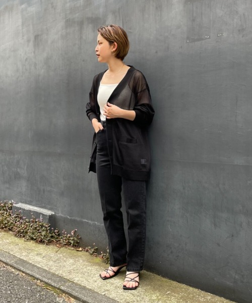 CIAOPANIC（チャオパニック）の「旬の肌みせモテコーデに！メッシュカーディガン　ユニセックス（カーディガン/ボレロ・メンズ・ブラック/ネイビー/オレンジ・MEDIUM/LARGE）」の13枚目の写真