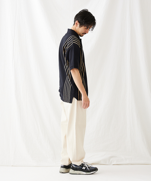 希少　フレッドペリー ピンストライプ ポロシャツ 黒 カットソー襟 レディースM フレッドペリー ▷ 半袖ポロシャツ 紺 ストライプ襟 綿100