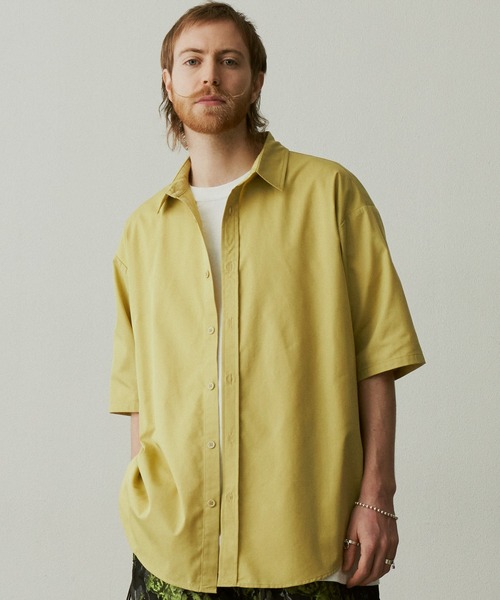 UNSELDs(アンセルズ)の「【UNSELDs アンセルズ】レギュラーカラー ハーフスリーブシャツ(シャツ/ブラウス・メンズ・ブラック/ダークグリーン/イエロー・L/M)」の3枚目の写真
