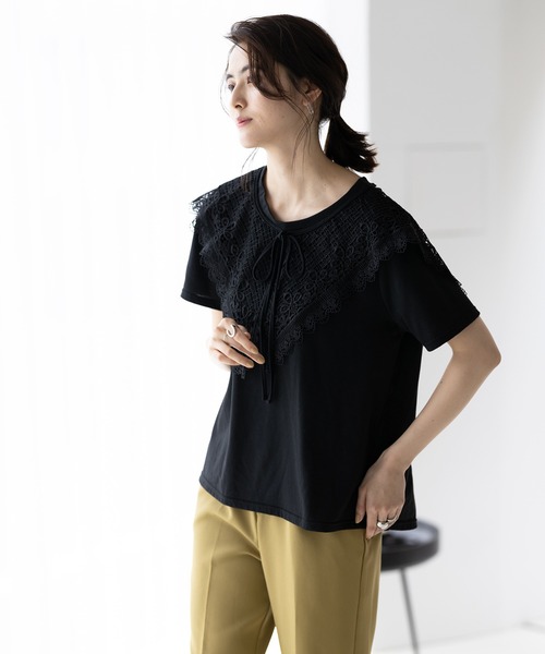 GeeRA（ジーラ）の「レース衿カットソートップス（Tシャツ/カットソー・レディース・ブラック/オフホワイト・MEDIUM/LARGE/X-LARGE）」の11枚目の写真