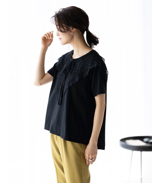 GeeRA（ジーラ）の「レース衿カットソートップス（Tシャツ/カットソー・レディース・ブラック/オフホワイト・MEDIUM/LARGE/X-LARGE）」の12枚目の写真