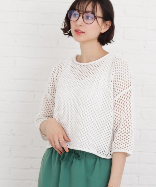 Cutie Blonde（キューティーブロンド）の「◆【S-L/2点セット】メッシュニット+タンクトップセット（その他トップス・レディース・ライトブルー/ブラック/オフホワイト・01/02/03）」の2枚目の写真