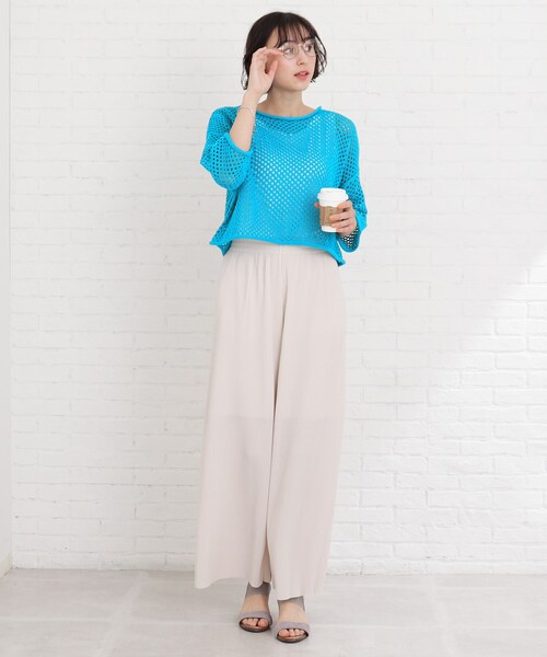 Cutie Blonde（キューティーブロンド）の「◆【S-L/2点セット】メッシュニット+タンクトップセット（その他トップス・レディース・ライトブルー/ブラック/オフホワイト・01/02/03）」の4枚目の写真