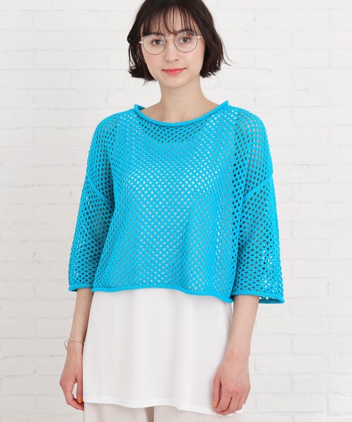 Cutie Blonde（キューティーブロンド）の「◆【S-L/2点セット】メッシュニット+タンクトップセット（その他トップス・レディース・ライトブルー/ブラック/オフホワイト・01/02/03）」の5枚目の写真