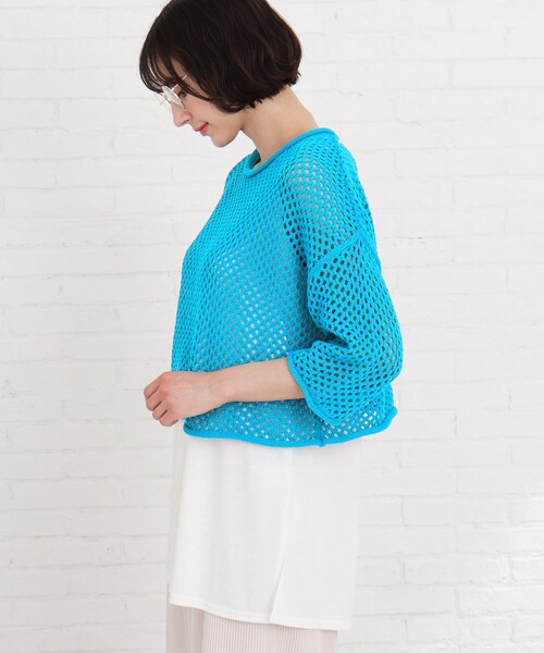 Cutie Blonde（キューティーブロンド）の「◆【S-L/2点セット】メッシュニット+タンクトップセット（その他トップス・レディース・ライトブルー/ブラック/オフホワイト・01/02/03）」の6枚目の写真