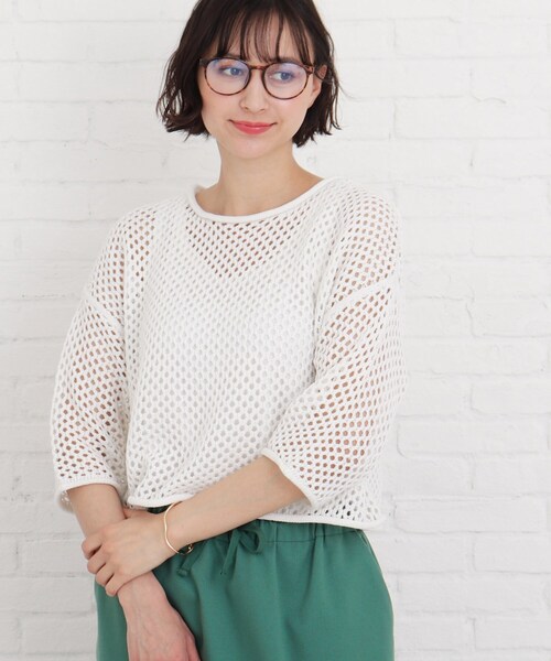 Cutie Blonde（キューティーブロンド）の「◆【S-L/2点セット】メッシュニット+タンクトップセット（その他トップス・レディース・ライトブルー/ブラック/オフホワイト・01/02/03）」の18枚目の写真