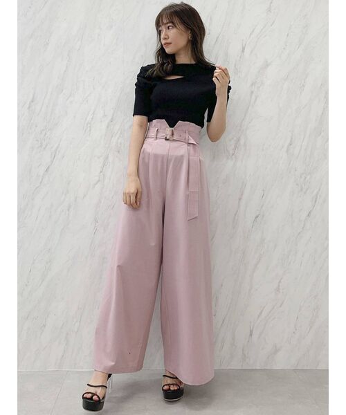 dazzlin（ダズリン）の「ハイウエストタックワイドパンツⅡ（その他パンツ・レディース・ブラック/ピンク/ベージュ・SMALL/MEDIUM）」の9枚目の写真