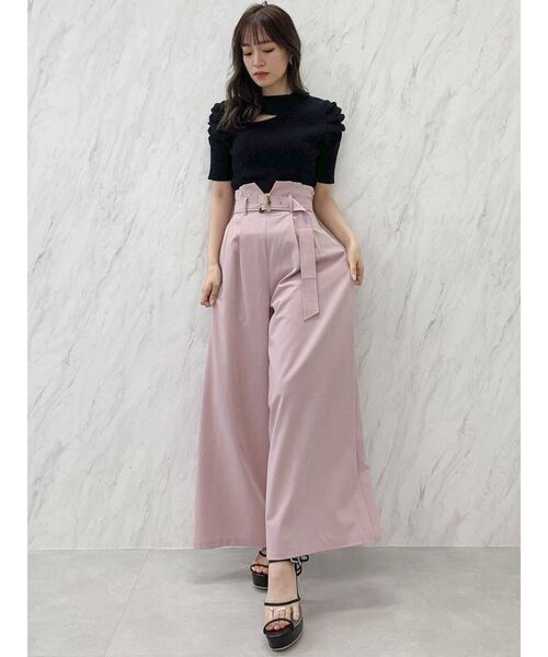 dazzlin（ダズリン）の「ハイウエストタックワイドパンツⅡ（その他パンツ・レディース・ブラック/ピンク/ベージュ・SMALL/MEDIUM）」の4枚目の写真