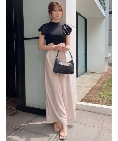 dazzlin（ダズリン）の「ハイウエストタックワイドパンツⅡ（その他パンツ・レディース・ブラック/ピンク/ベージュ・SMALL/MEDIUM）」の8枚目の写真