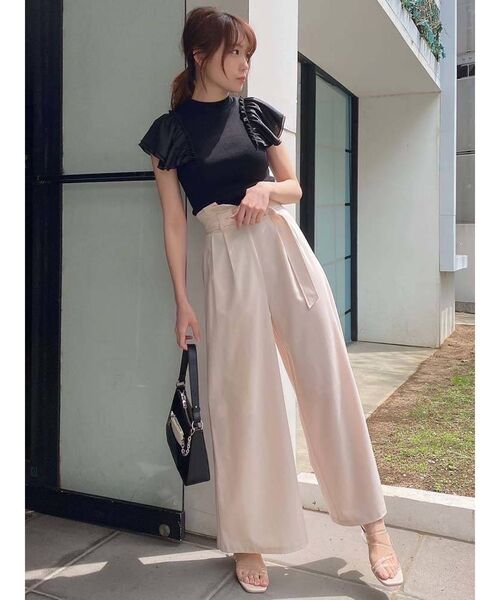 dazzlin（ダズリン）の「ハイウエストタックワイドパンツⅡ（その他パンツ・レディース・ブラック/ピンク/ベージュ・SMALL/MEDIUM）」の14枚目の写真