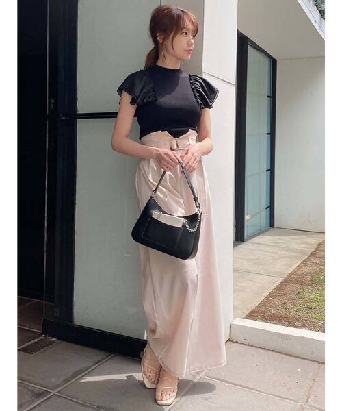 dazzlin（ダズリン）の「ハイウエストタックワイドパンツⅡ（その他パンツ・レディース・ブラック/ピンク/ベージュ・SMALL/MEDIUM）」の5枚目の写真