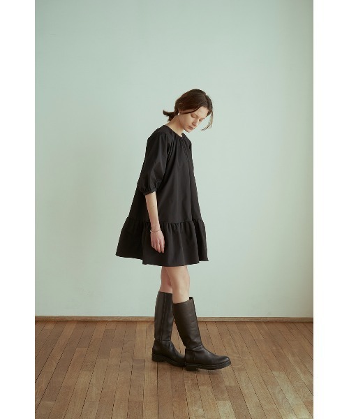 CLANE（クラネ）の「PUFF MINI ONE PIECE（シャツワンピース・レディース・ホワイト/ブラック・1/2）」の8枚目の写真