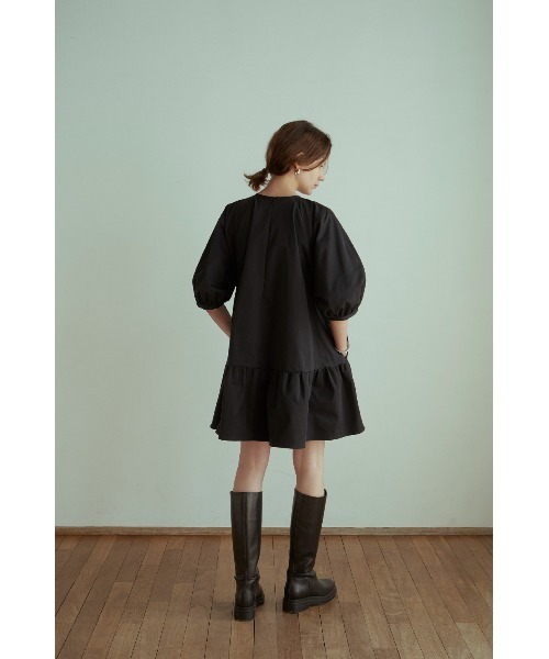 CLANE（クラネ）の「PUFF MINI ONE PIECE（シャツワンピース・レディース・ホワイト/ブラック・1/2）」の9枚目の写真