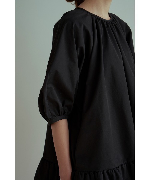 CLANE（クラネ）の「PUFF MINI ONE PIECE（シャツワンピース・レディース・ホワイト/ブラック・1/2）」の10枚目の写真