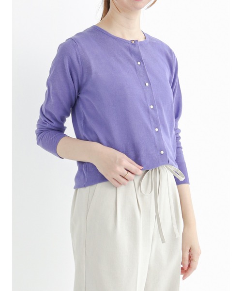 Te chichi（テチチ）の「ハイツイストコットンクルーネックカーディガン（カーディガン/ボレロ・レディース・パープル/オフホワイト/グリーン/チャコール・ﾌﾘ-）」の4枚目の写真