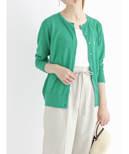 Te chichi（テチチ）の「ハイツイストコットンクルーネックカーディガン（カーディガン/ボレロ・レディース・パープル/オフホワイト/グリーン/チャコール・ﾌﾘ-）」の3枚目の写真