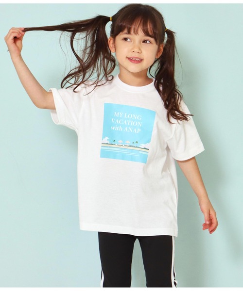 ANAP kids(アナップキッズ)の「バケーションフォトビッグTシャツ(Tシャツ/カットソー・キッズ・ブラック/ベージュ/ホワイト・130cm/120cm/110cm)」の7枚目の写真