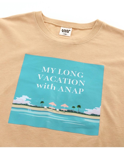 ANAP kids(アナップキッズ)の「バケーションフォトビッグTシャツ(Tシャツ/カットソー・キッズ・ブラック/ベージュ/ホワイト・130cm/120cm/110cm)」の6枚目の写真