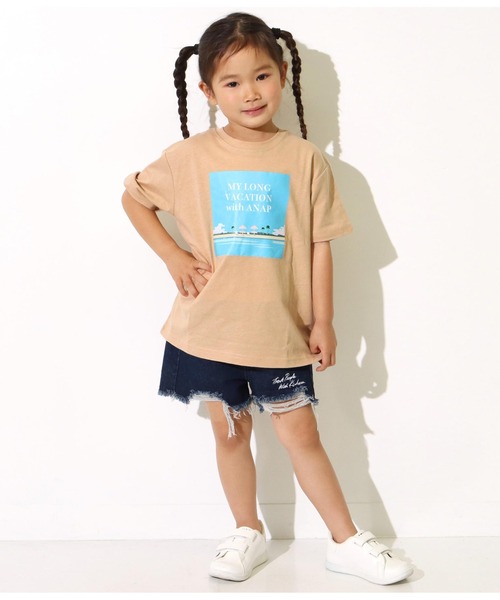 ANAP kids(アナップキッズ)の「バケーションフォトビッグTシャツ(Tシャツ/カットソー・キッズ・ブラック/ベージュ/ホワイト・130cm/120cm/110cm)」の16枚目の写真