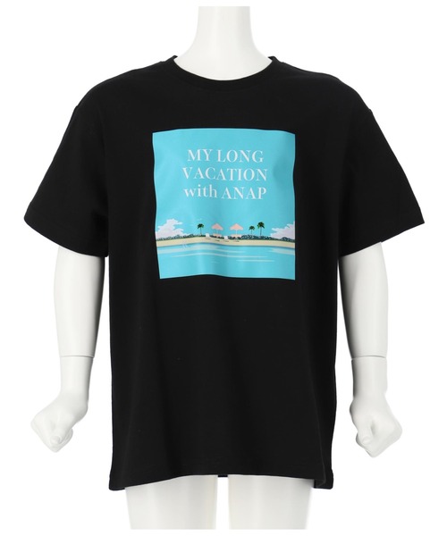 ANAP kids(アナップキッズ)の「バケーションフォトビッグTシャツ(Tシャツ/カットソー・キッズ・ブラック/ベージュ/ホワイト・130cm/120cm/110cm)」の17枚目の写真
