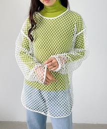 H.Warren（エイチウォーレン）の「オーバーサイズメッシュシアープルオーバーカットソー（Tシャツ/カットソー）」