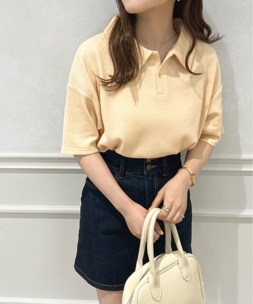apres jour(アプレジュール)の「ワッフルポロトップス【ZOZOTOWN限定アイテム】(Tシャツ/カットソー・レディース・アイボリー/ミント/ライトベージュ・X-LARGE/フリー)」の13枚目の写真