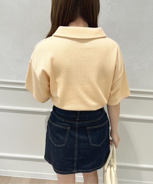 apres jour(アプレジュール)の「ワッフルポロトップス【ZOZOTOWN限定アイテム】(Tシャツ/カットソー・レディース・アイボリー/ミント/ライトベージュ・X-LARGE/フリー)」の15枚目の写真