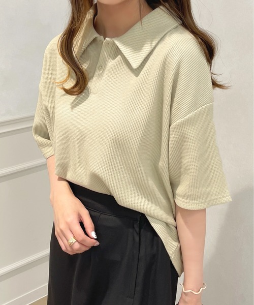 apres jour(アプレジュール)の「ワッフルポロトップス【ZOZOTOWN限定アイテム】(Tシャツ/カットソー・レディース・アイボリー/ミント/ライトベージュ・X-LARGE/フリー)」の20枚目の写真