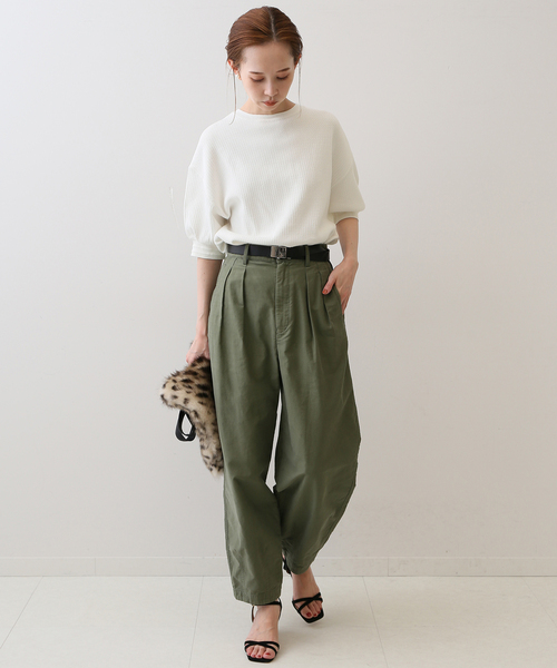 SLOBE IENA(スローブイエナ)の「ピケサーマルS/Sトップス(Tシャツ/カットソー・レディース・ホワイト/スカイブルー/ブラウン・FREE)」の4枚目の写真