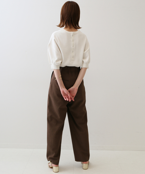 SLOBE IENA(スローブイエナ)の「ピケサーマルS/Sトップス(Tシャツ/カットソー・レディース・ホワイト/スカイブルー/ブラウン・FREE)」の10枚目の写真