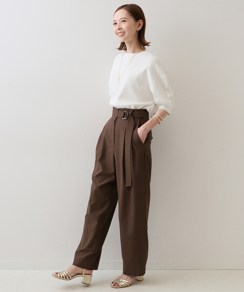 SLOBE IENA(スローブイエナ)の「ピケサーマルS/Sトップス(Tシャツ/カットソー・レディース・ホワイト/スカイブルー/ブラウン・FREE)」の11枚目の写真