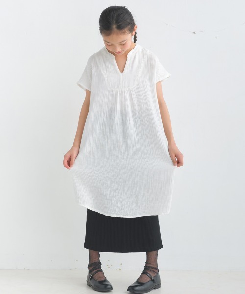 セール】キッズダブルガーゼフレンチスリーブワンピース