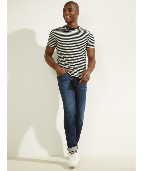Guess（ゲス）の「Finn Pique Striped Tee Tシャツ（Tシャツ/カットソー・メンズ・ネイビー・SMALL/MEDIUM/LARGE/X-LARGE）」の4枚目の写真